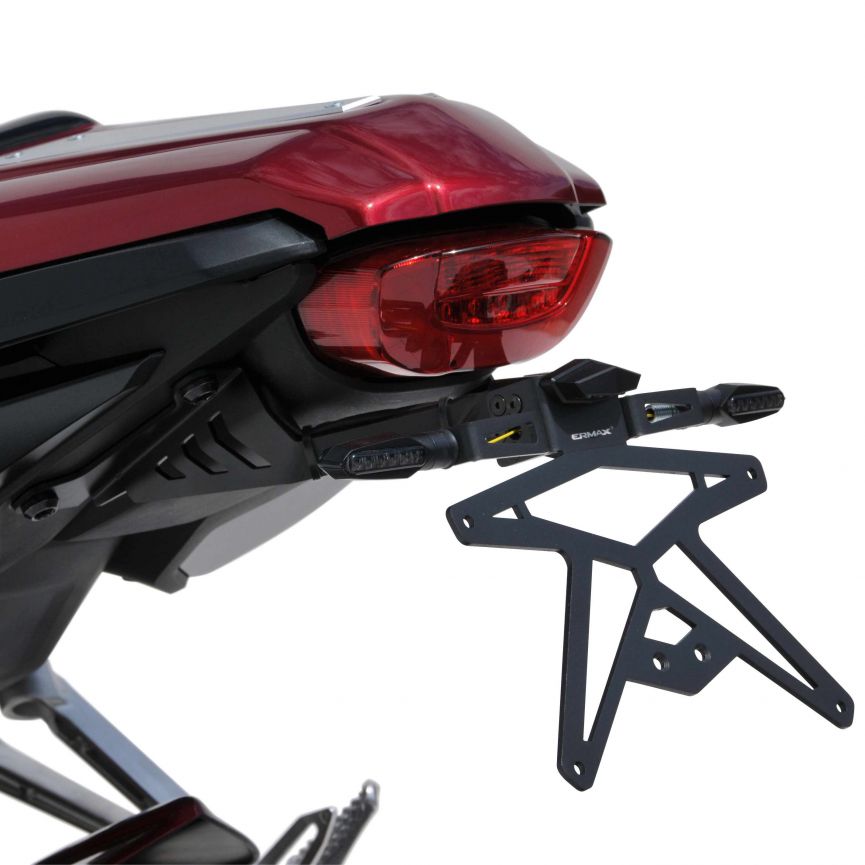 SUP12 license plate holder déporté aluminium black with support turn signal 